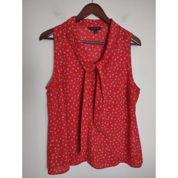 Banana Republic Factory Red Floral Sleeveless Blouse, Size L - Picture 2 of 5